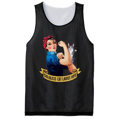 Funny Vintage Childless Cat Ladies Vote Rosie The Riveter Mesh Reversible Basketball Jersey Tank