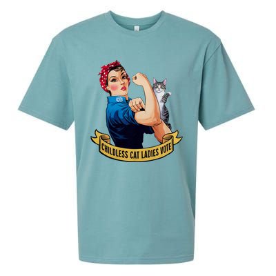 Funny Vintage Childless Cat Ladies Vote Rosie The Riveter Sueded Cloud Jersey T-Shirt