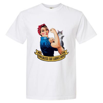 Funny Vintage Childless Cat Ladies Vote Rosie The Riveter Garment-Dyed Heavyweight T-Shirt