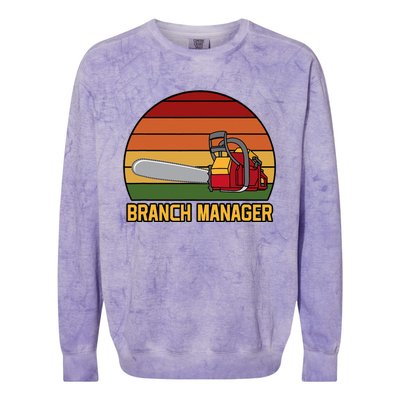 Funny Vintage Chainsaw Branch Manager Lumberjack And Logger Colorblast Crewneck Sweatshirt