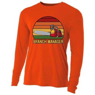 Funny Vintage Chainsaw Branch Manager Lumberjack And Logger Cooling Performance Long Sleeve Crew