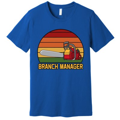 Funny Vintage Chainsaw Branch Manager Lumberjack And Logger Premium T-Shirt