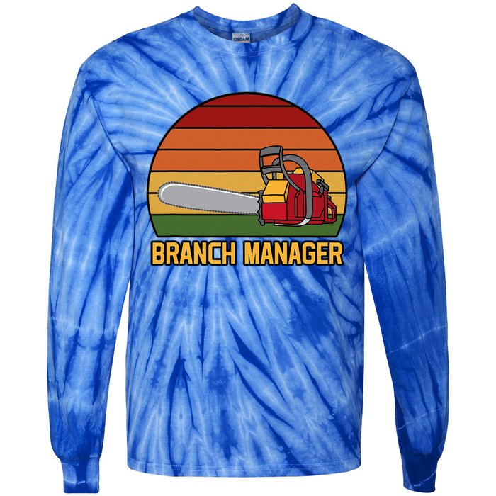 Funny Vintage Chainsaw Branch Manager Lumberjack And Logger Tie-Dye Long Sleeve Shirt