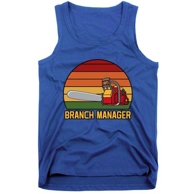 Funny Vintage Chainsaw Branch Manager Lumberjack And Logger Tank Top