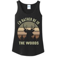 Funny Vintage Camper ID Rather Be In The Woods Deer Hunting Ladies Essential Tank