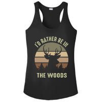 Funny Vintage Camper ID Rather Be In The Woods Deer Hunting Ladies PosiCharge Competitor Racerback Tank