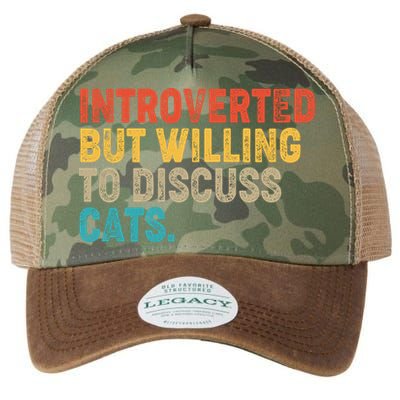 Funny Vintage Colors Introverted But Willing To Discuss Cats Legacy Tie Dye Trucker Hat