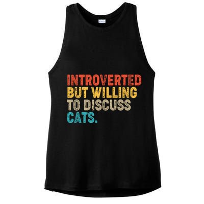 Funny Vintage Colors Introverted But Willing To Discuss Cats Ladies PosiCharge Tri-Blend Wicking Tank