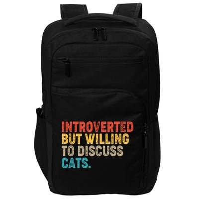Funny Vintage Colors Introverted But Willing To Discuss Cats Impact Tech Backpack