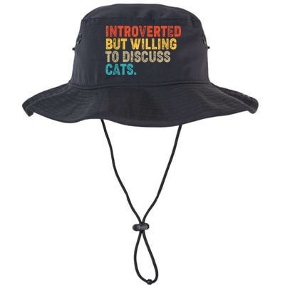 Funny Vintage Colors Introverted But Willing To Discuss Cats Bucket Hat