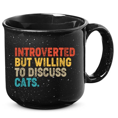 Funny Vintage Colors Introverted But Willing To Discuss Cats 15oz Campfire Ceramic Mug