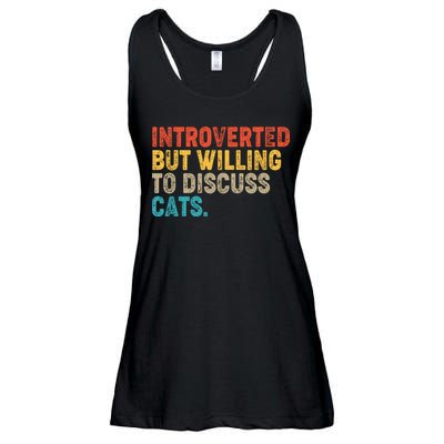 Funny Vintage Colors Introverted But Willing To Discuss Cats Ladies Essential Flowy Tank