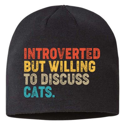 Funny Vintage Colors Introverted But Willing To Discuss Cats Sustainable Beanie