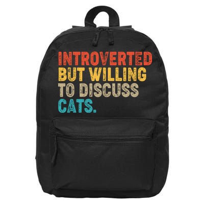 Funny Vintage Colors Introverted But Willing To Discuss Cats 16 in Basic Backpack