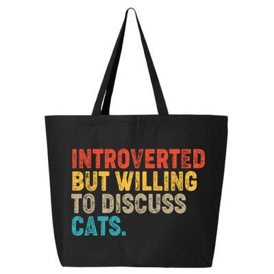 Funny Vintage Colors Introverted But Willing To Discuss Cats 25L Jumbo Tote