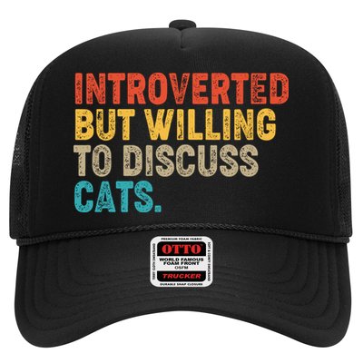 Funny Vintage Colors Introverted But Willing To Discuss Cats Trucker Hat