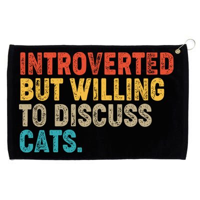 Funny Vintage Colors Introverted But Willing To Discuss Cats Grommeted Golf Towel