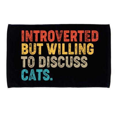 Funny Vintage Colors Introverted But Willing To Discuss Cats Microfiber Hand Towel