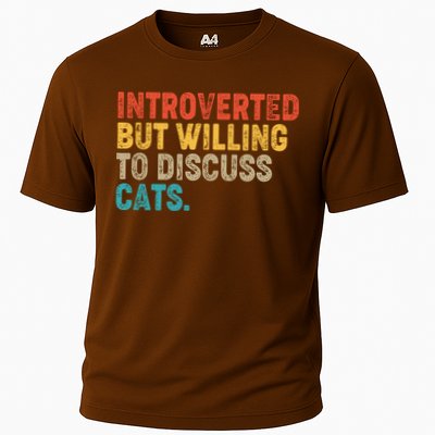 Funny Vintage Colors Introverted But Willing To Discuss Cats Performance Shirt