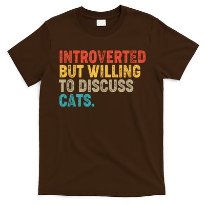 Funny Vintage Colors Introverted But Willing To Discuss Cats T-Shirt