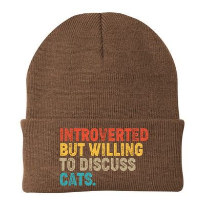 Funny Vintage Colors Introverted But Willing To Discuss Cats Beanie