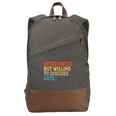 Funny Vintage Colors Introverted But Willing To Discuss Cats Cotton Canvas Backpack