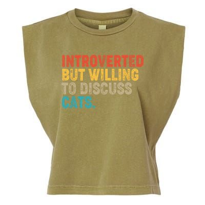 Funny Vintage Colors Introverted But Willing To Discuss Cats Garment-Dyed Women's Muscle Tee