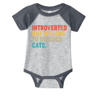 Funny Vintage Colors Introverted But Willing To Discuss Cats Infant Baby Jersey Bodysuit
