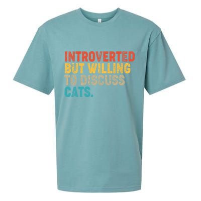 Funny Vintage Colors Introverted But Willing To Discuss Cats Sueded Cloud Jersey T-Shirt