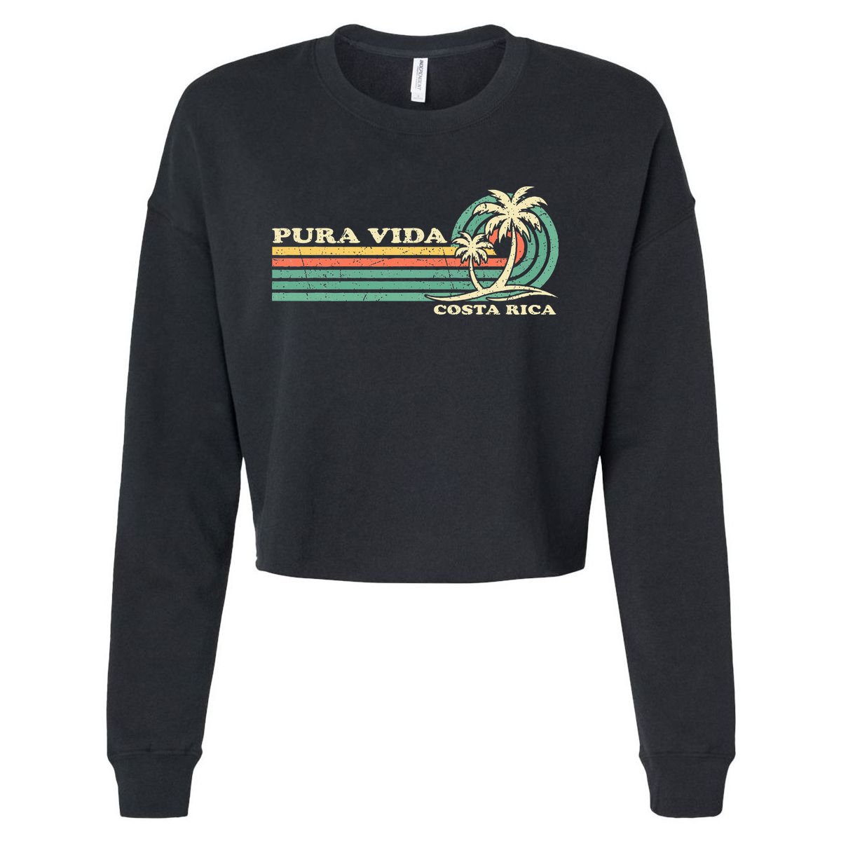 Family Vacation Costa Rica Pura Vida Beach Cropped Pullover Crew