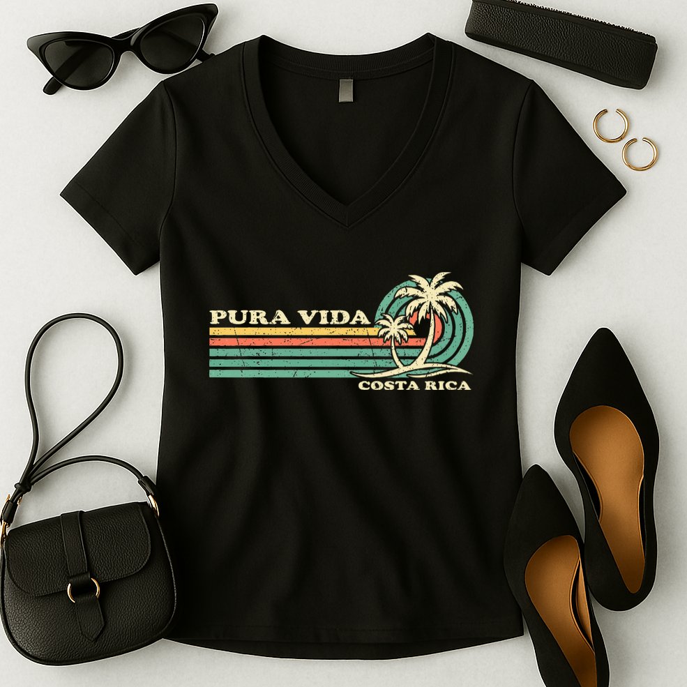 Family Vacation Costa Rica Pura Vida Beach Women's V-Neck T-Shirt