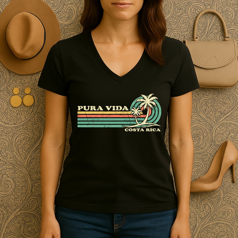 Family Vacation Costa Rica Pura Vida Beach Women's V-Neck T-Shirt