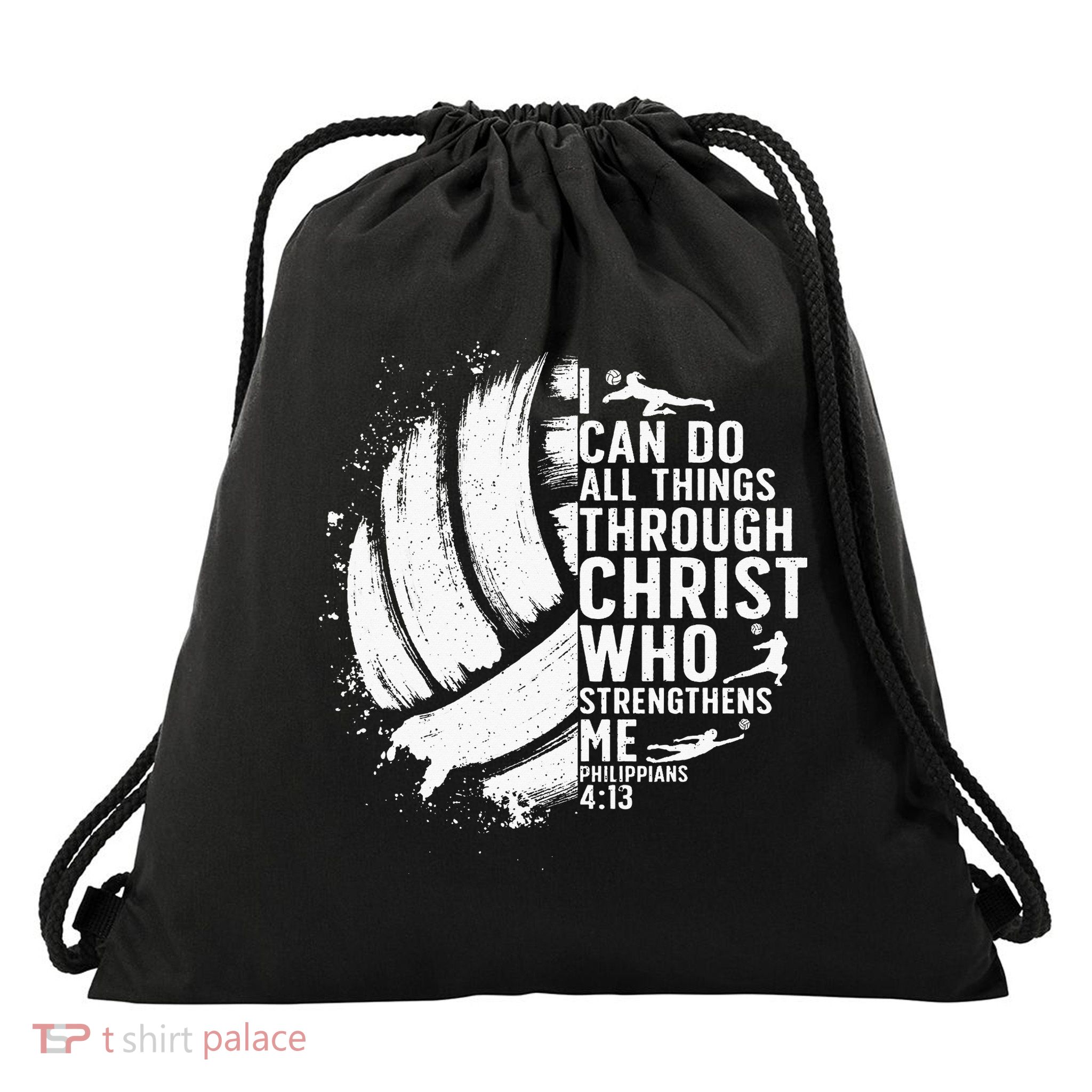 Funny Volleyball Christian Design For Women Drawstring Bag