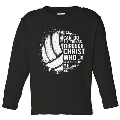 Funny Volleyball Christian Design For Women Toddler Long Sleeve Shirt