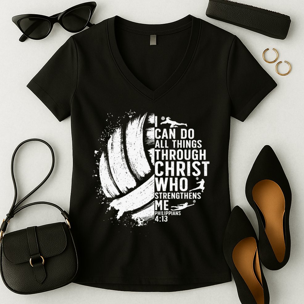 Funny Volleyball Christian Design For Women Women's V-Neck T-Shirt