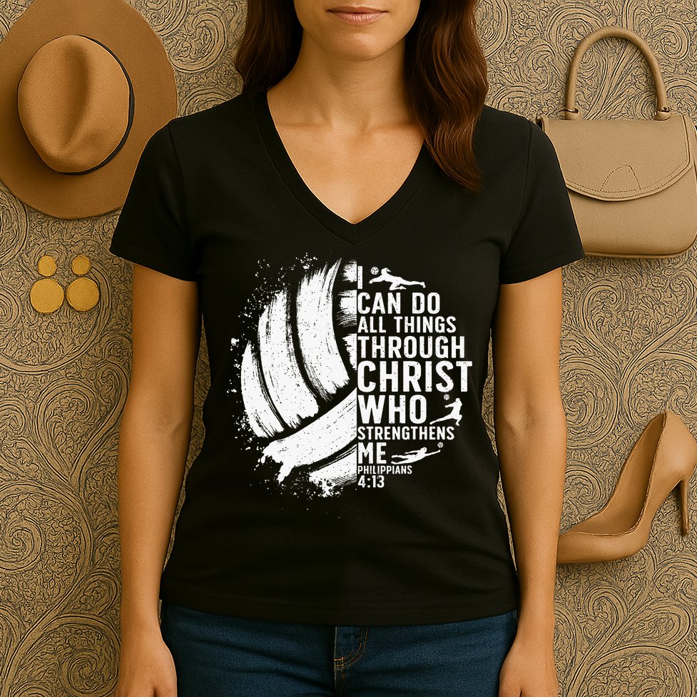 Funny Volleyball Christian Design For Women Women's V-Neck T-Shirt