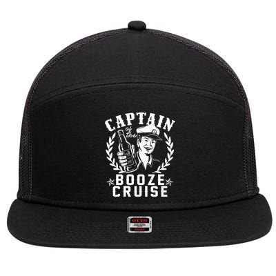 Funny Vintage Captain Of The Booze Cruise 7 Panel Mesh Trucker Snapback Hat