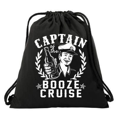 Funny Vintage Captain Of The Booze Cruise Drawstring Bag