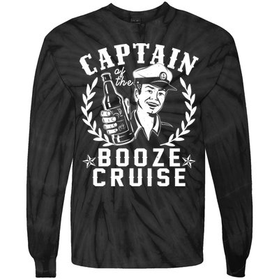 Funny Vintage Captain Of The Booze Cruise Tie-Dye Long Sleeve Shirt