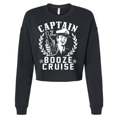 Funny Vintage Captain Of The Booze Cruise Cropped Pullover Crew