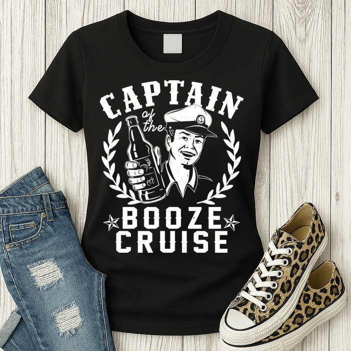 Funny Vintage Captain Of The Booze Cruise Womens T-Shirt