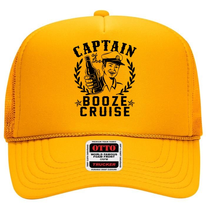 Funny Vintage Captain Of The Booze Cruise High Crown Mesh Back Trucker Hat