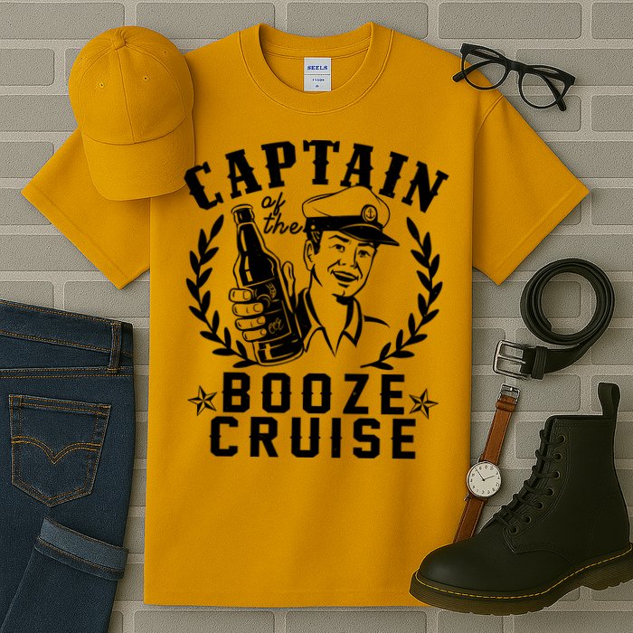 Funny Vintage Captain Of The Booze Cruise Tall T-Shirt