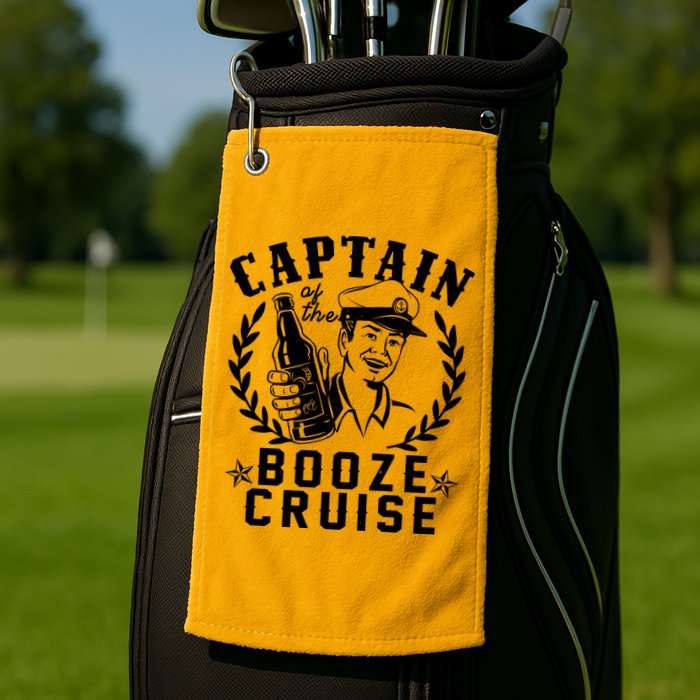 Funny Vintage Captain Of The Booze Cruise Golf Towel