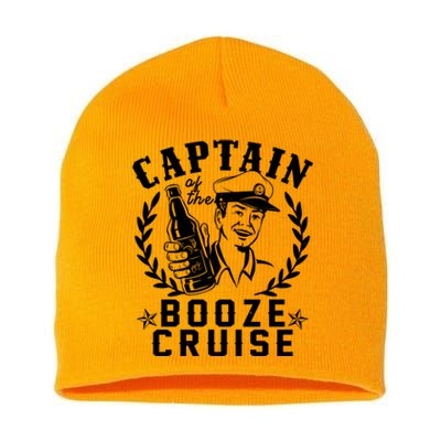 Funny Vintage Captain Of The Booze Cruise Short Acrylic Beanie