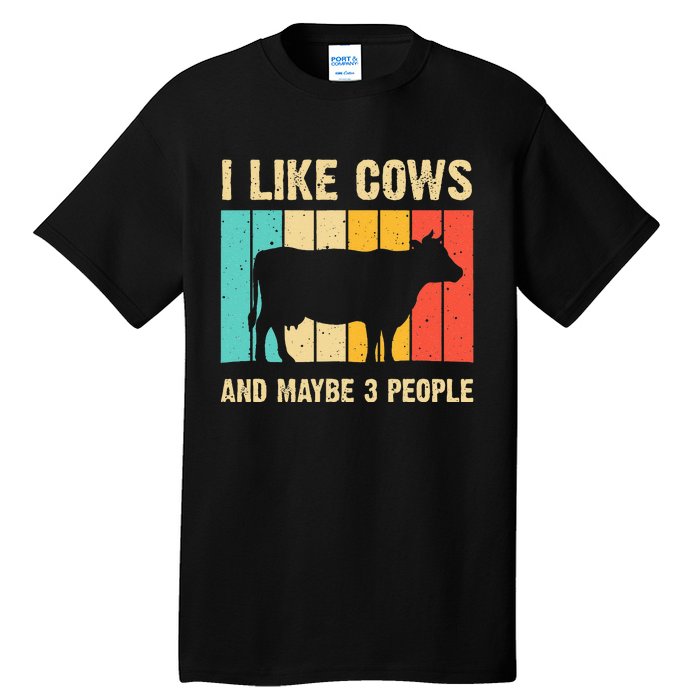 Funny Vintage Cow Design Cow Farmer Wo Cattle Lover Tall T-Shirt