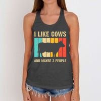 Funny Vintage Cow Design Cow Farmer Wo Cattle Lover Women's Knotted Racerback Tank