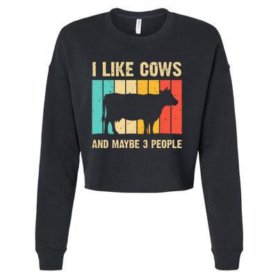 Funny Vintage Cow Design Cow Farmer Wo Cattle Lover Cropped Pullover Crew