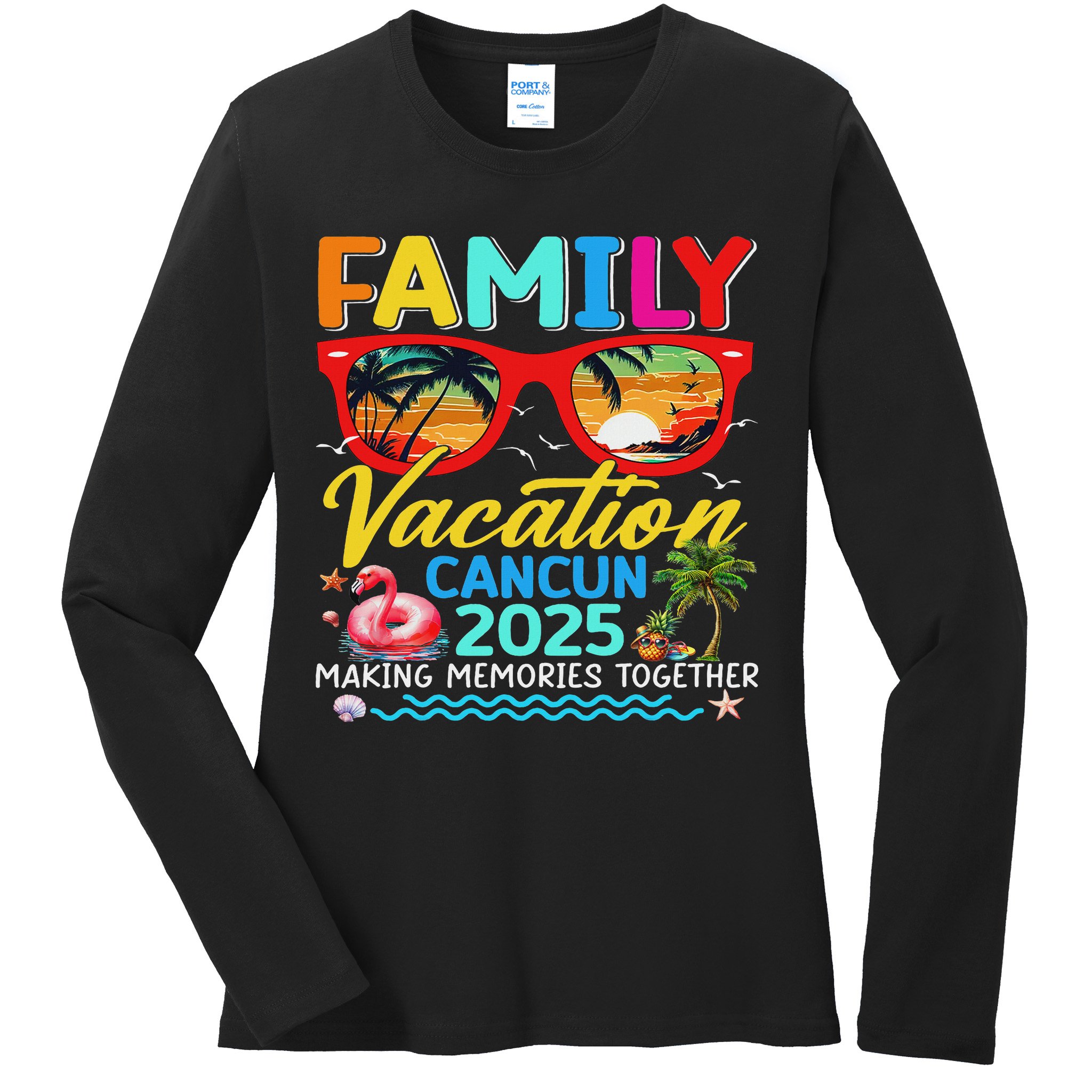 Family Vacation Cancun 2025 Summer Matching Group Trip Ladies Long Sleeve Shirt