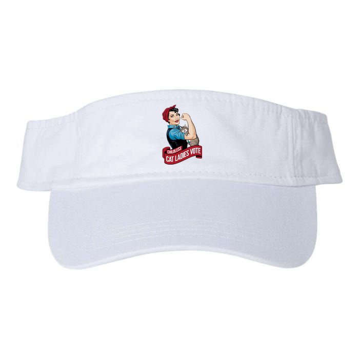 Funny Vintage Childless Cat Ladies Vote Rosie The Riveter Valucap Bio-Washed Visor